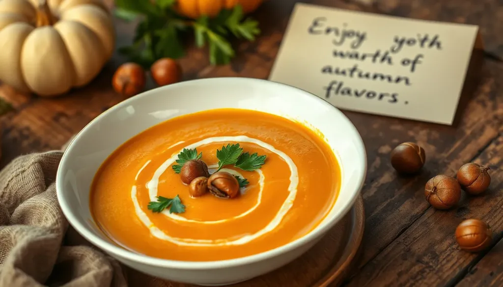 Sopa de Abóbora com Curgete e Castanhas