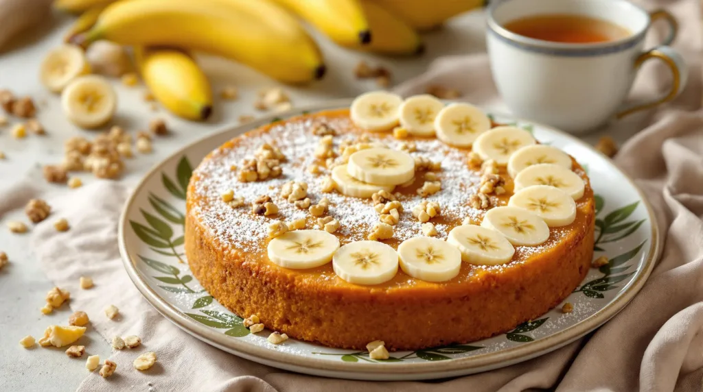 Bolo Cremoso de Banana com Nozes