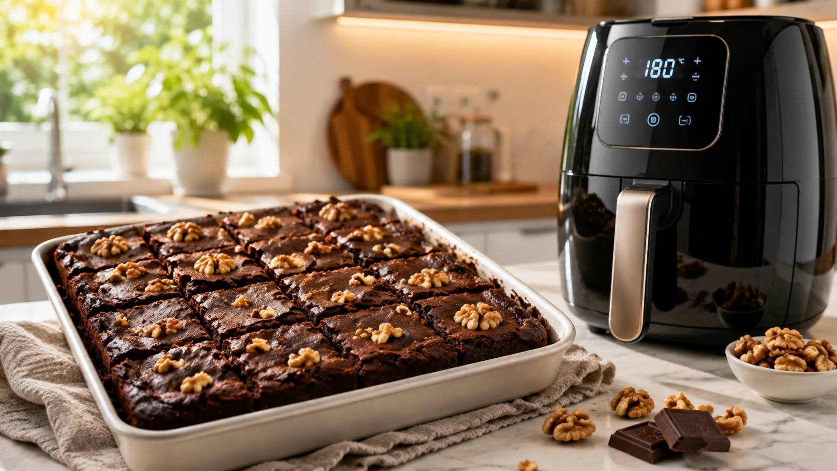 Brownies de Chocolate Molhadinhos na Air Fryer