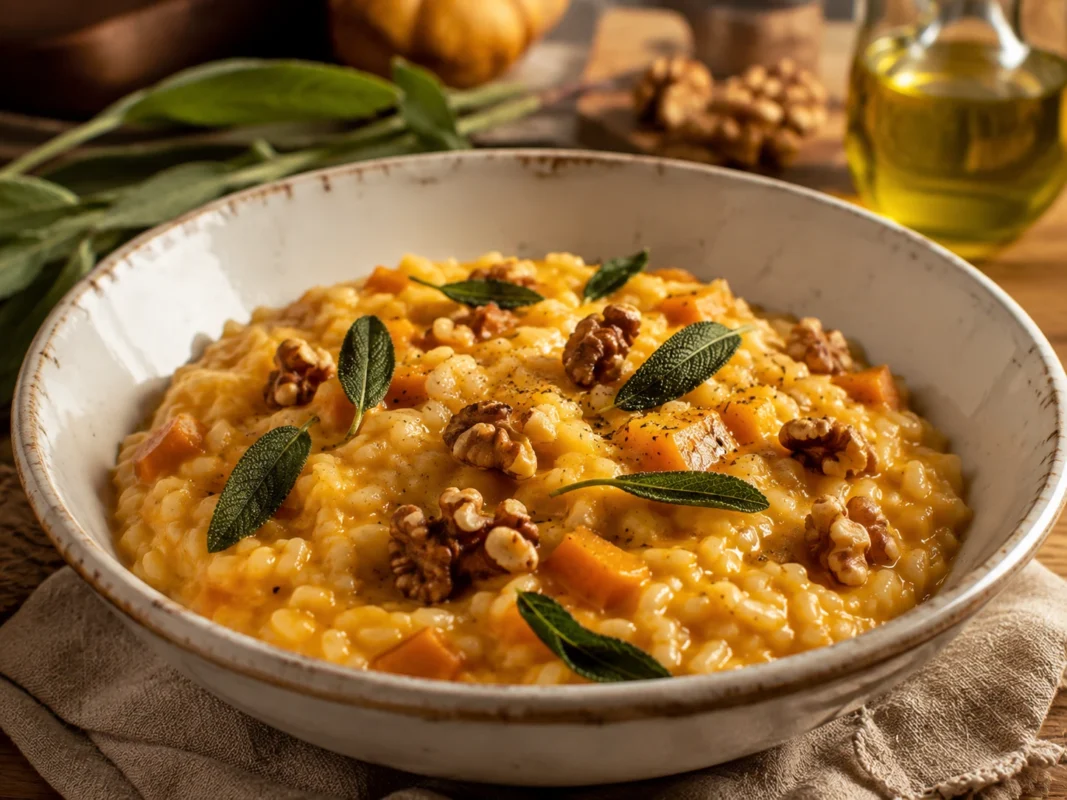 Risoto de Abóbora Menina com Sálvia e Nozes